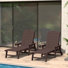 Chaise longue d'extérieur inclinable en poly avec roues et porte-gobelet Brighton (ensemble de 2)