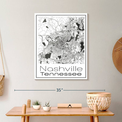 Carte de la ville de Nashville sur toile