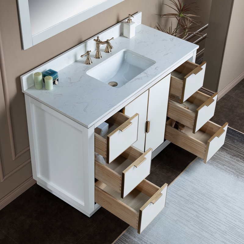 Armoire d'appoint en bois massif 48 po x 21 po x 33 po Venice, Blanc