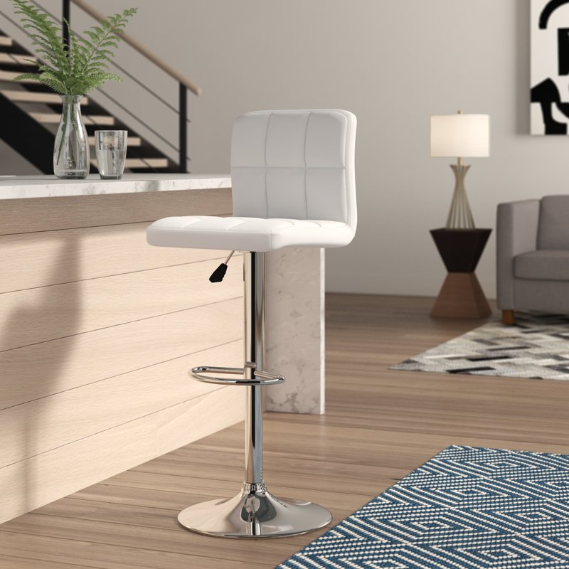 Ahlijah Swivel Upholstered Adjustable Height Counter Stool, White