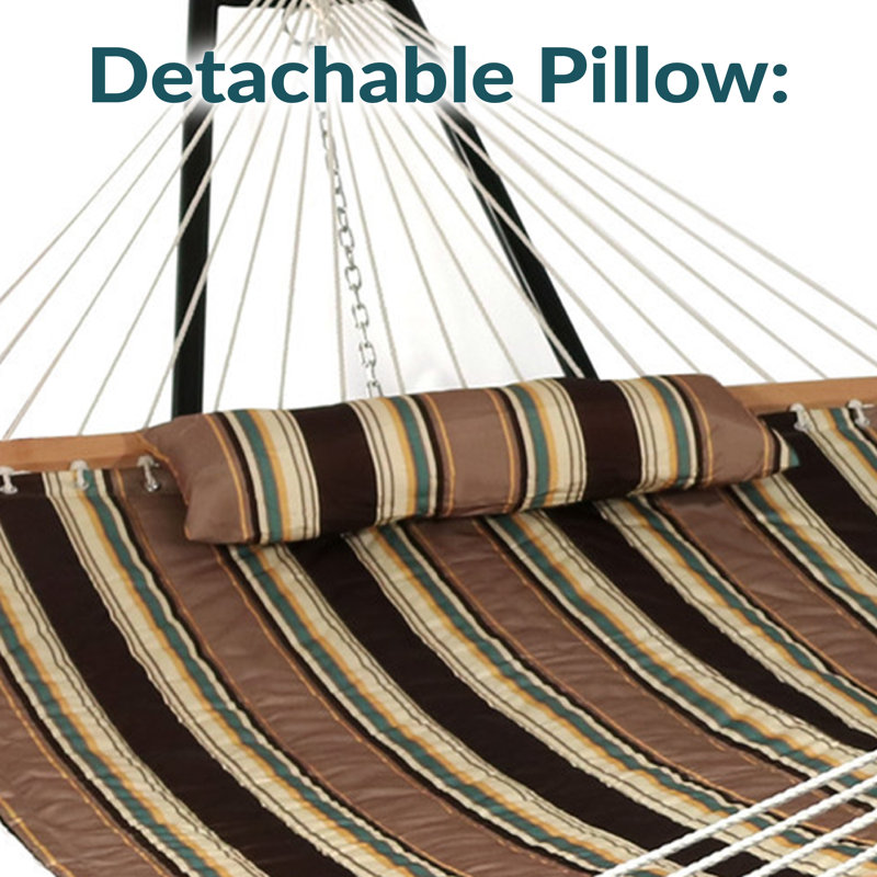 Crespo 2-Person Quilted Polyester Spreader Bar Hammock with 450-lb Capacity - Sandy Beach