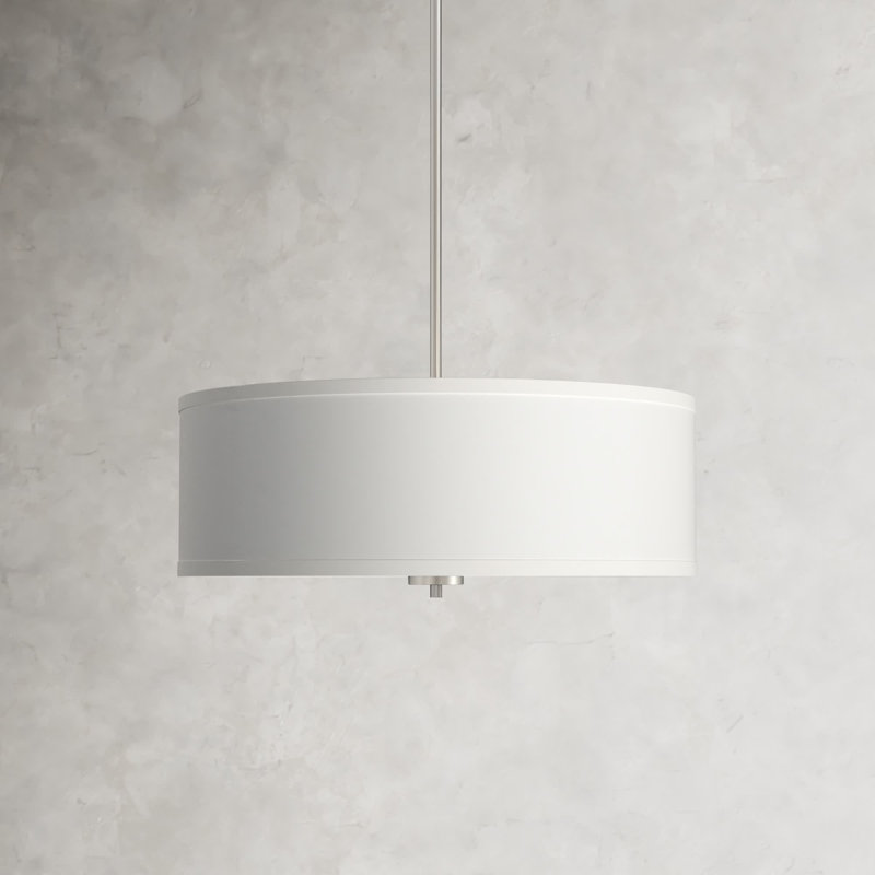 Reed 3 - Light Single Drum Pendant in Brushed Nickel, Brushed Nickel