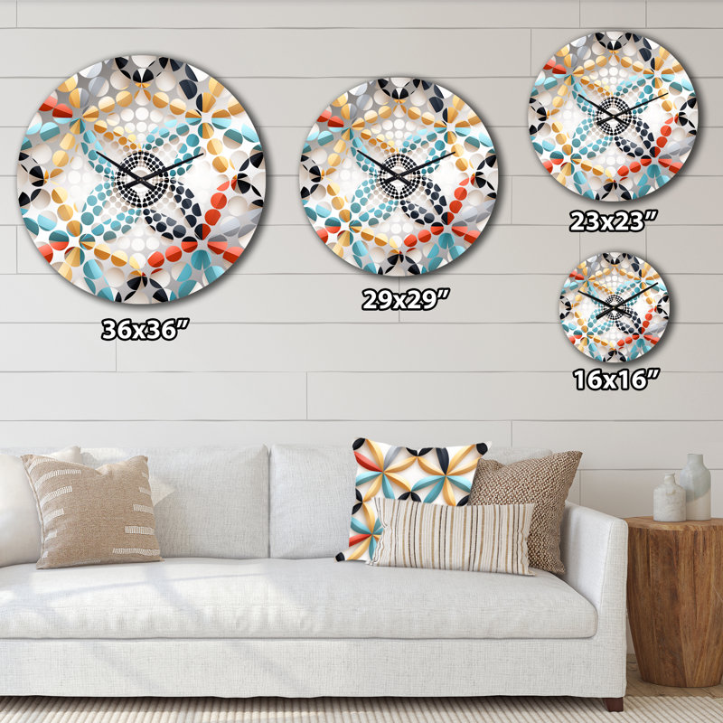 Horloge murale géométrique bleue et jaune, Grand