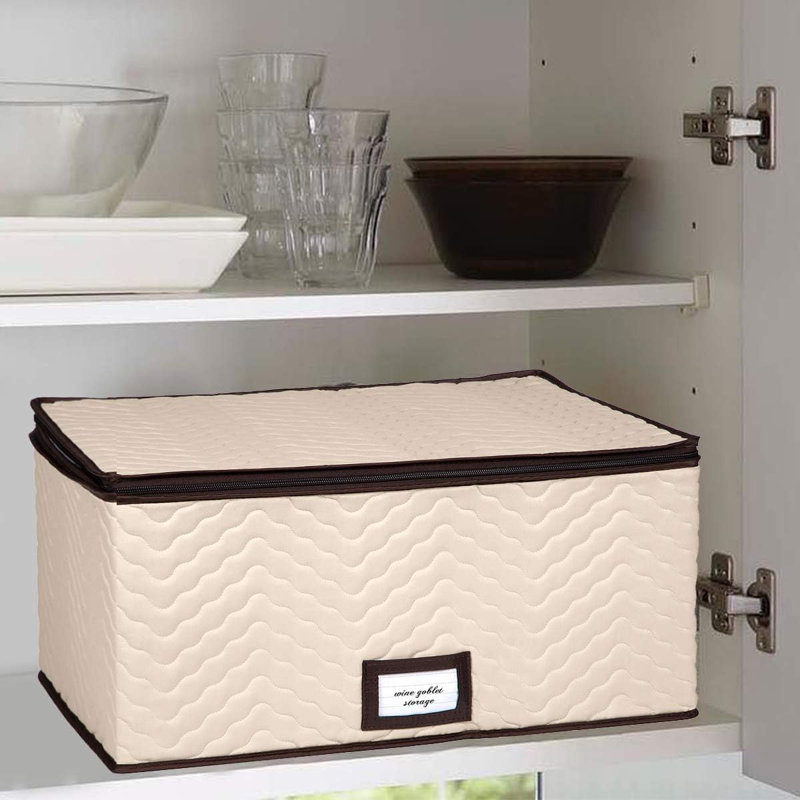 Boîte de rangement pour verres à vin avec séparateurs - peut contenir 12 verres à vin, H 11 po x l 12,25 po x P 9 po