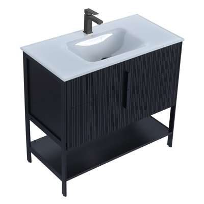  Serenity Modern Bathroom Vanity with White Glass Top