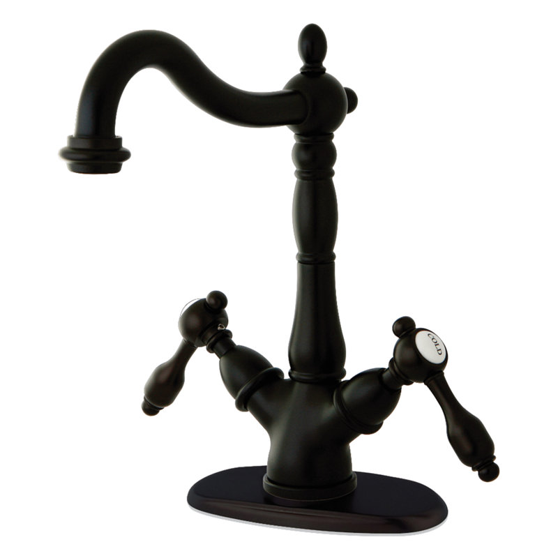 Kingston Brass Tudor Two-Handle 1-or-3 Hole Deck Mount Vessel Faucet, Oil Rubbed Bronze