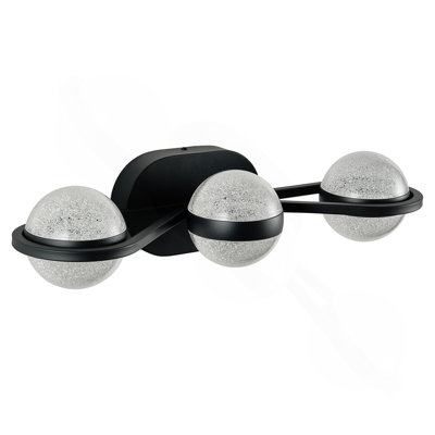 3-Light LED Bathroom Vanity Light, Wall Mounted Fixture with Crystal Sand Acrylic Shades for Mirror