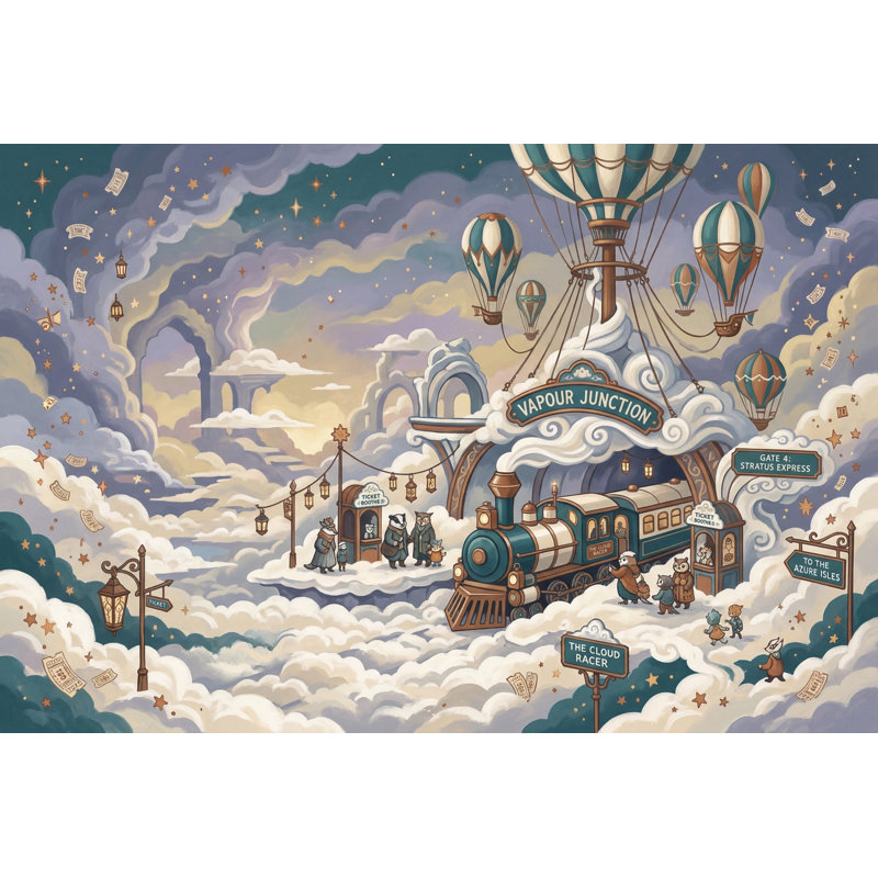 Décorations murales amovibles montgolfières à vapeur, 100 po x 96 po, Non tissé