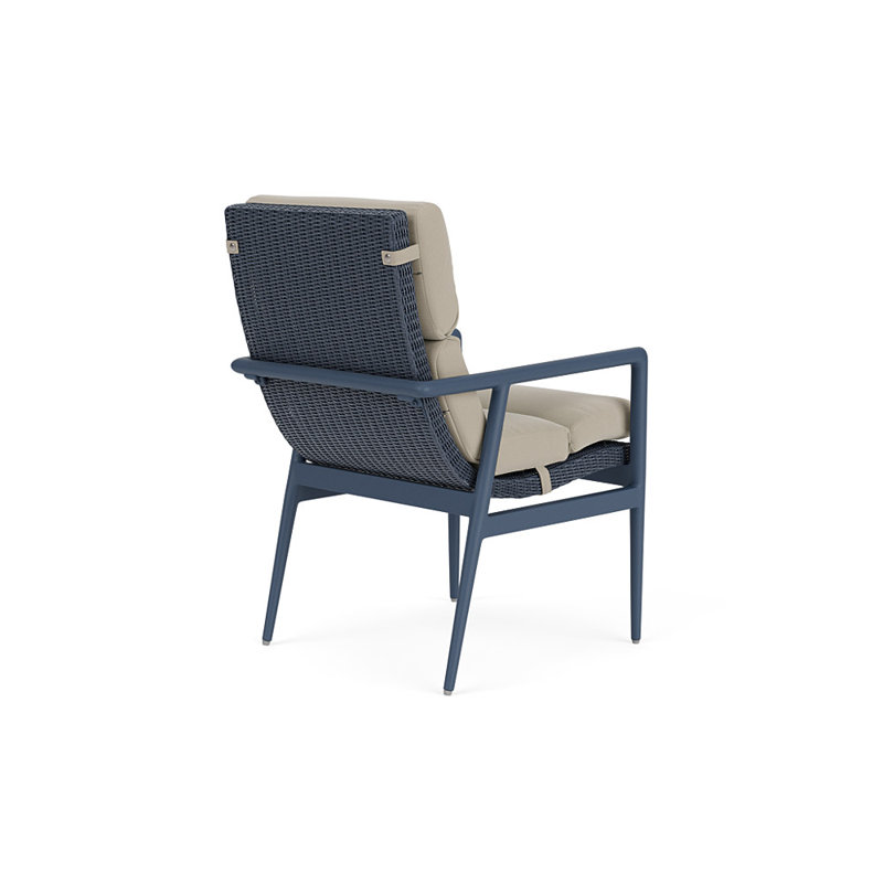 Cascade Outdoor Dining Armchair, Callen Driftwood, Denim Blue