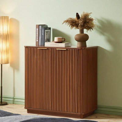 31.5" Curved Wave Buffet Cabinet - Wood Grain Sideboard for Living Room, Entryway & Dining by Ebern Designs