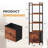 15"W 5 Tier Bookshelf with Drawer, Small Bookcase for Living Room, Bedroom, Industrial Bookshelf Wood and Metal Storage Rack-973239593-973239595
