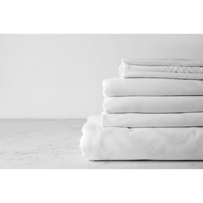 White Flat Sheets, Wrinkle Resistant, Cotton Poly Blend, Hypoallergenic, Easy Care