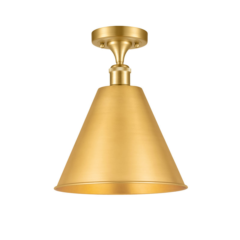 Plafonnier semi-encastré 1 lumière 8 po, H 14,75 po x l 12 po x P 12 po, Ampoule non incluse, Or satiné