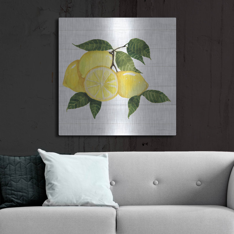 Art mural en métal luxueux «Citrus Garden 6 Shiplap» par Kathleen Parr, H 36 po x l 36 po