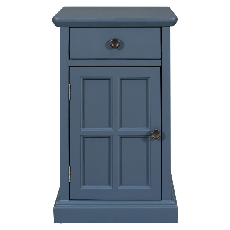 Camiesha 14'' W Solid Wood Nightstand, Blue