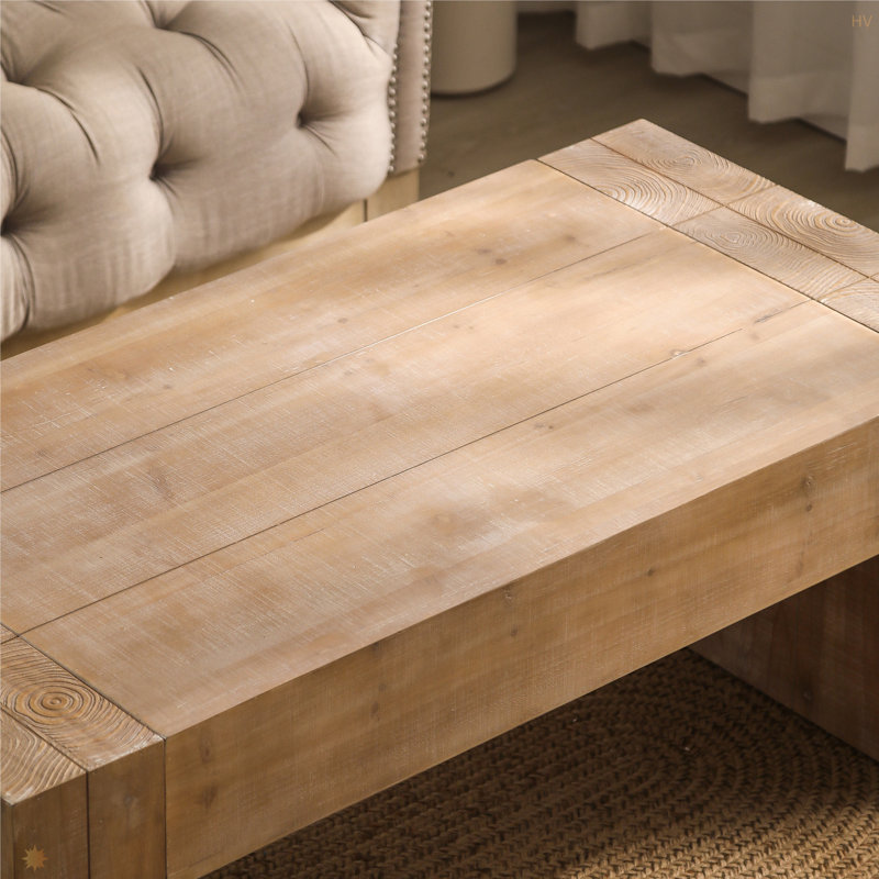 Table basse rustique en bois, table rectangulaire de style campagnard moderne de 49 po pour le salon