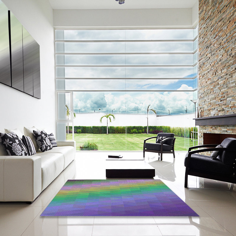 Tapis mauve à motif géométrique Kinyon, Carré 4 pi