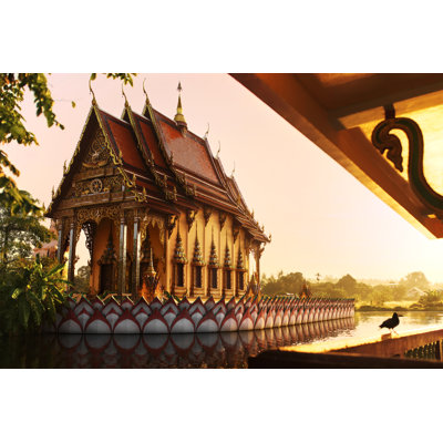Thailand Landmark. Wat Phra Yai Temple Sunset. Travel;Tourism. - Wrapped Canvas Print