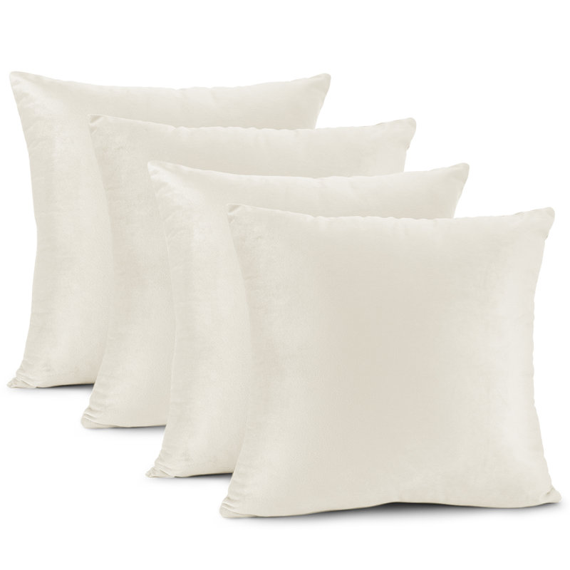 Nestl Velvet Decorative Throw Pillow Cover 4-Pack, Off-White, 26"H x 26"W