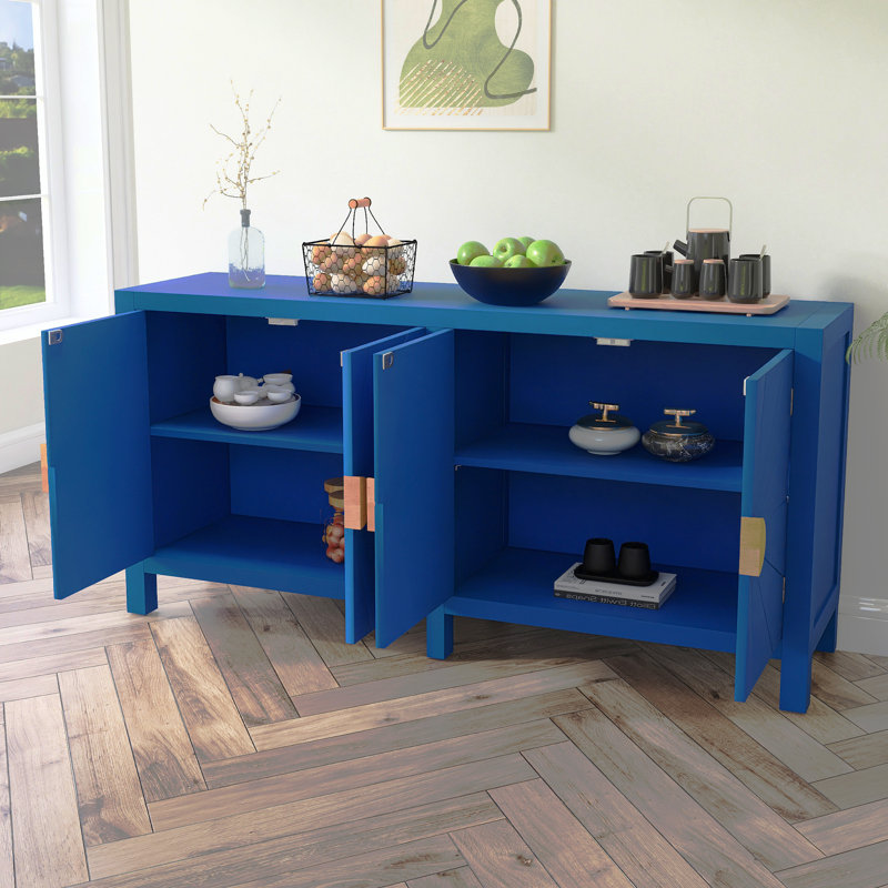 Caractéristiques uniques de l'armoire en placage de frêne avec portes d'armoire rayonnantes, Bleu