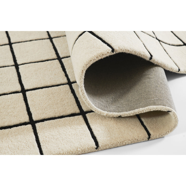 AllModern Form Hand Tufted Wool Geometric Ivory Area Rug 5' X 8'