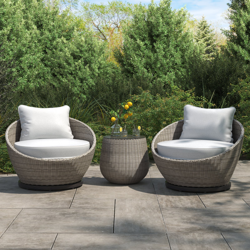 Premium All-Weather Wicker 2 - Person Patio Conversation Sets with Cushions