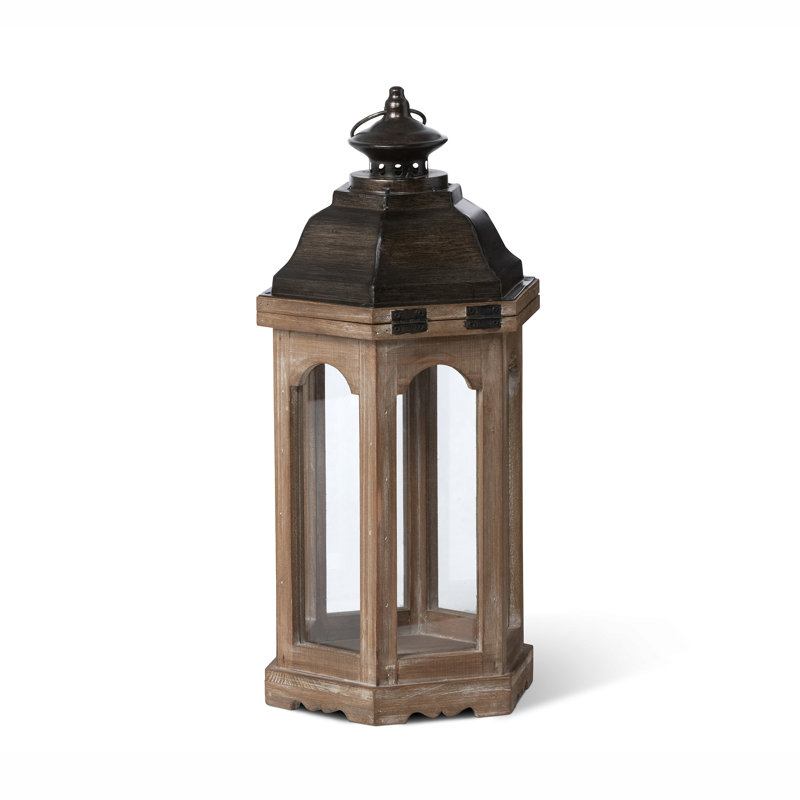 Rustic Fir Wood and Iron Hanging Lantern