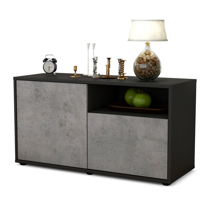 Xzavier 92cm W Chest of Drawers, Concrete / Matte Anthracite
