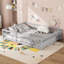 Lit double avec clôture Montessori, lit pour enfants en bois de pin massif pour filles et garçons, espace de jeu et de sommeil multifonctionnel, compatible avec sommier, blanc-1968834532-1968834534