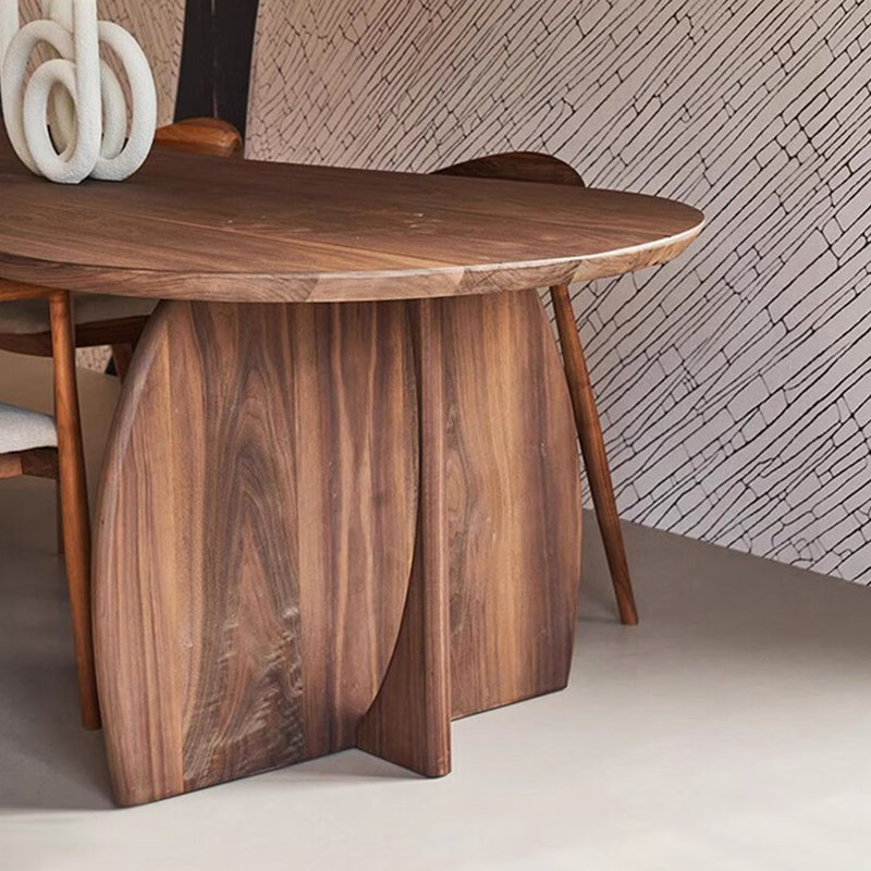 Nordic wabi-sabi style irregular solid wood dining table, 29.53"H x 86.61"L x 35.43"W