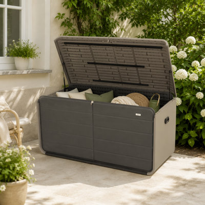 200 Gallon Plastic Deck Box, Large Patio Storage Box with Lock, Wheels & Waterproof Lid for Outdoor Cushions, Garden and Pool Supplies