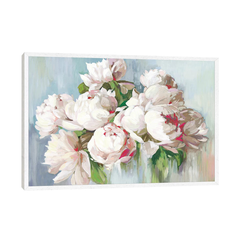June Flowers by Asia Jensen - Painting on Canvas, 101.6 cm H x 66.04 cm W, White Framed
