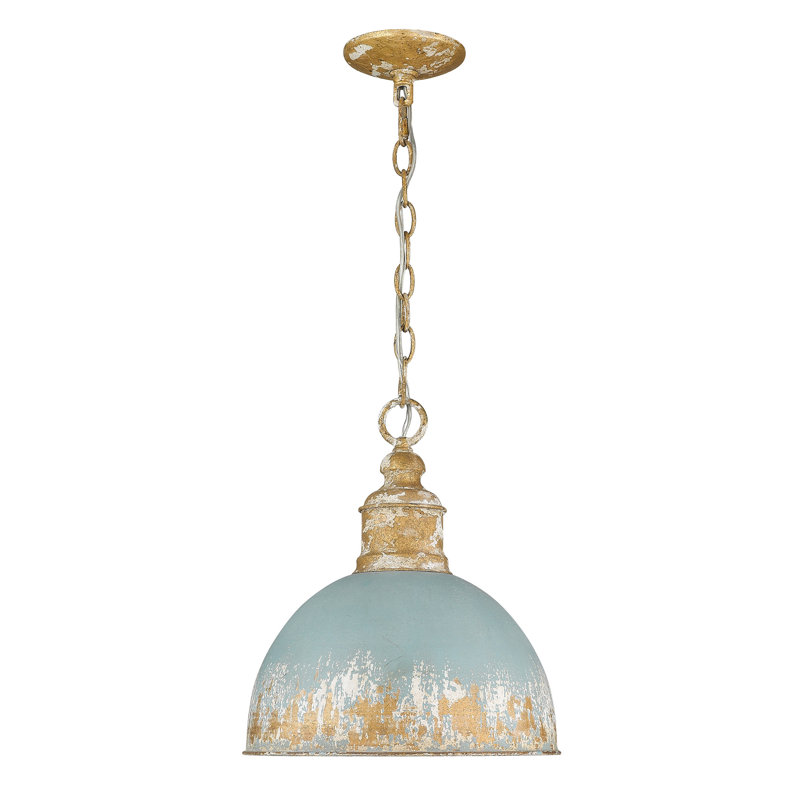 Allargando 1 - Light Vintage Gold Single Pendant, Teal Shade