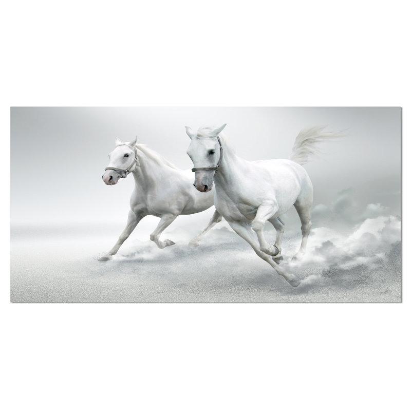 «Courir les chevaux blancs», impression sur toile tendue, H 28 po x l 60 po
