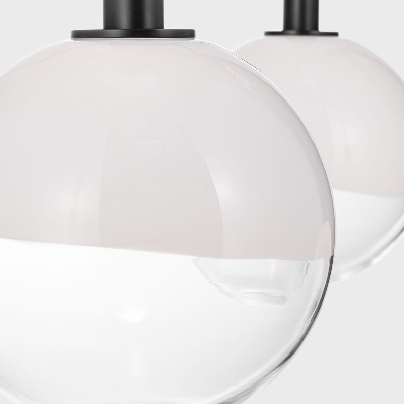 Sean Lavin Torian 6 Light Dining Room Chandelier With Milk Clear Glass Mix Shade, Aged Iron, 29.875" H x 32.5" W x 32.5" D