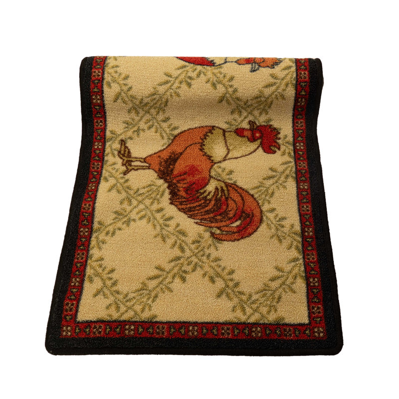Cyra Farmhouse / Country Animal Print Synthetic Water Resistant Non-Skid Kitchen Mat, Runner 23" x 83"