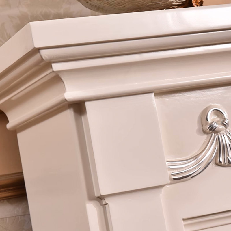 Beige Solid Wood Electric Fireplace, Beige