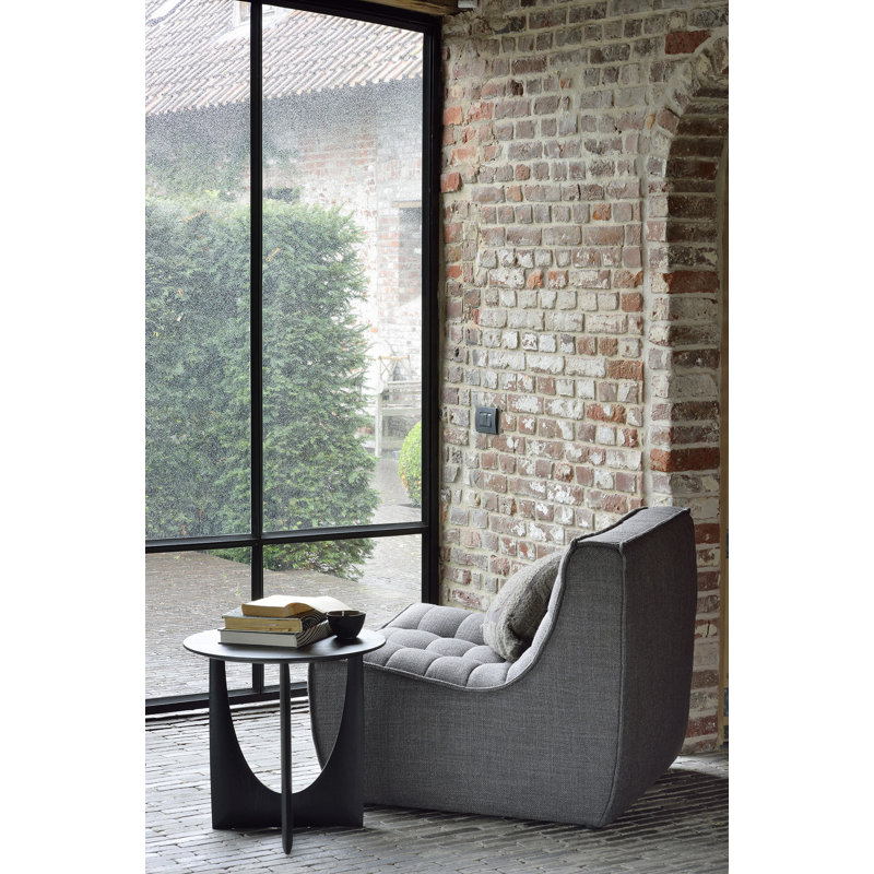 Geometric Solid Wood End Table, Black