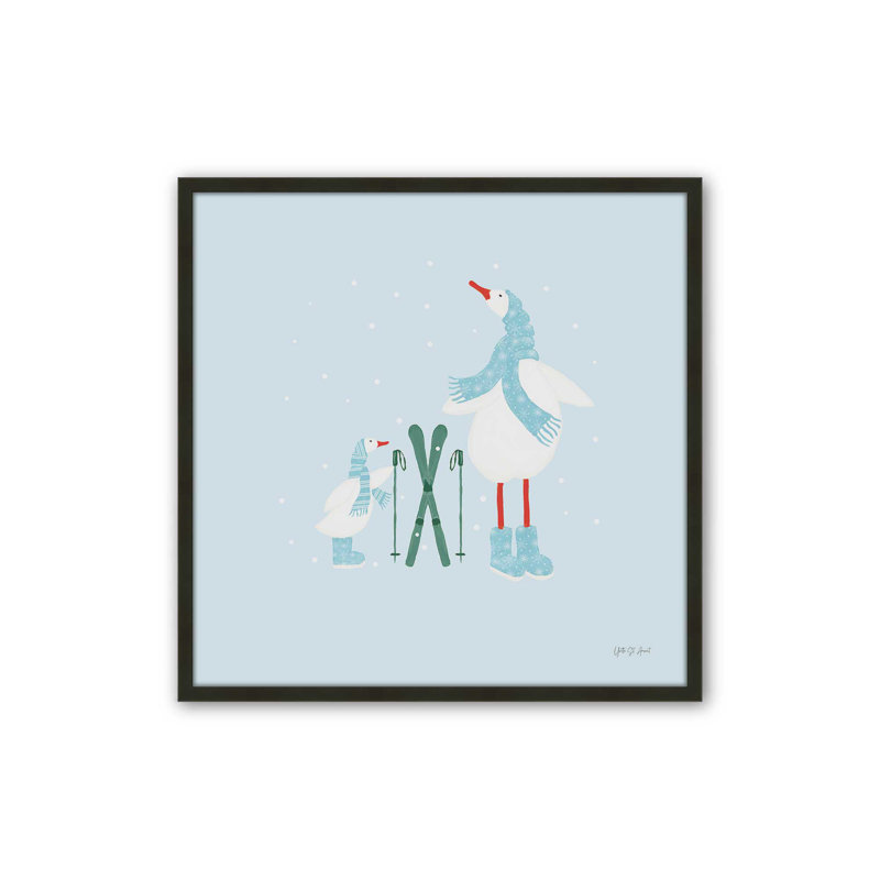 «Ducks in the Snow IV» par Yvette St. Amant, reproduction d'art, H 30 po x l 30 po, Noir