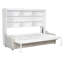Lit escamotable en bois et en MDF peu encombrant, style moderne avec rangement intégré et canapé