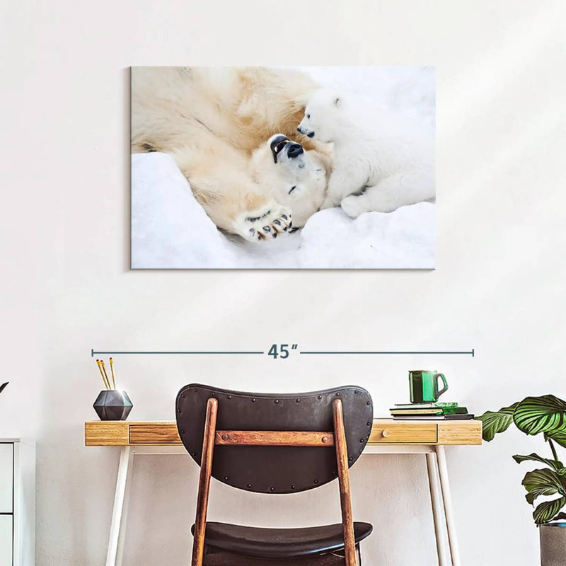Brampt Polar Bear With Her Cub, 24" H x 36" W