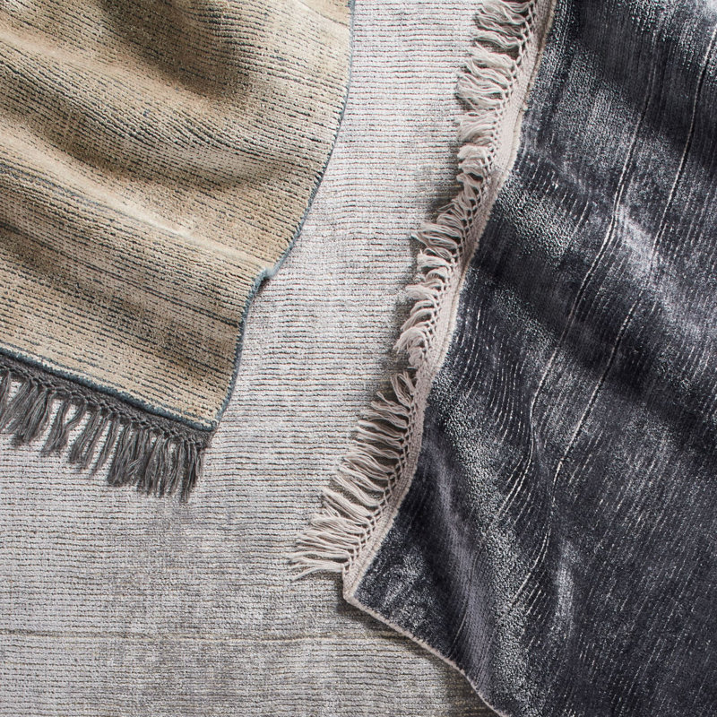 Fancy Area Rug in Indigo/Gray, Rectangle 5' x 8'
