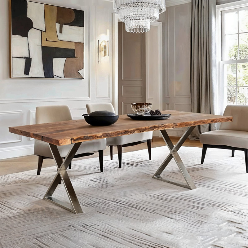 Bellmead 82 in. Wood and Metal Dining Table, 30" H x 40" W x 82" L