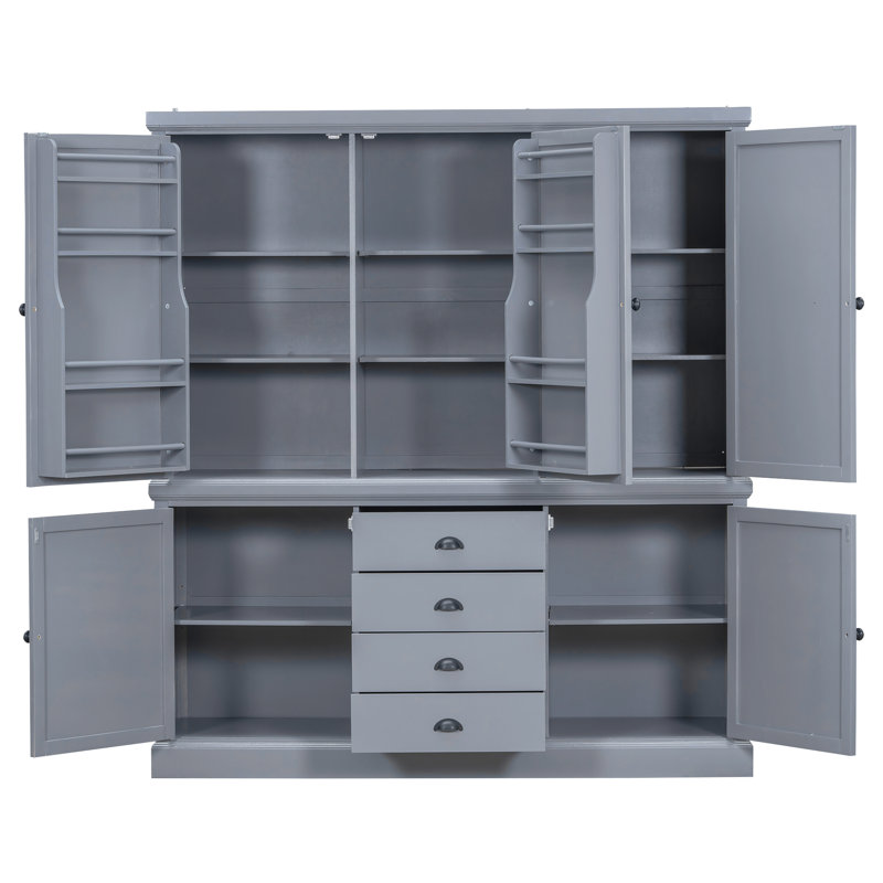 Garde-manger avec 5 portes et 4 tiroirs, Gris