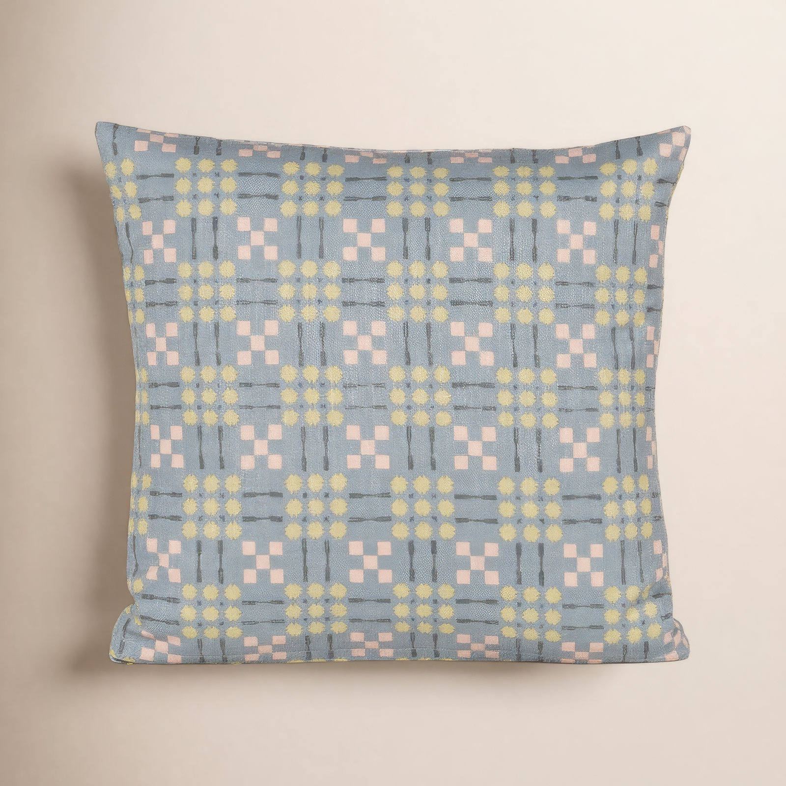 Gridwork Geometric Accent Pillow, Green, Polyester, Square 18"