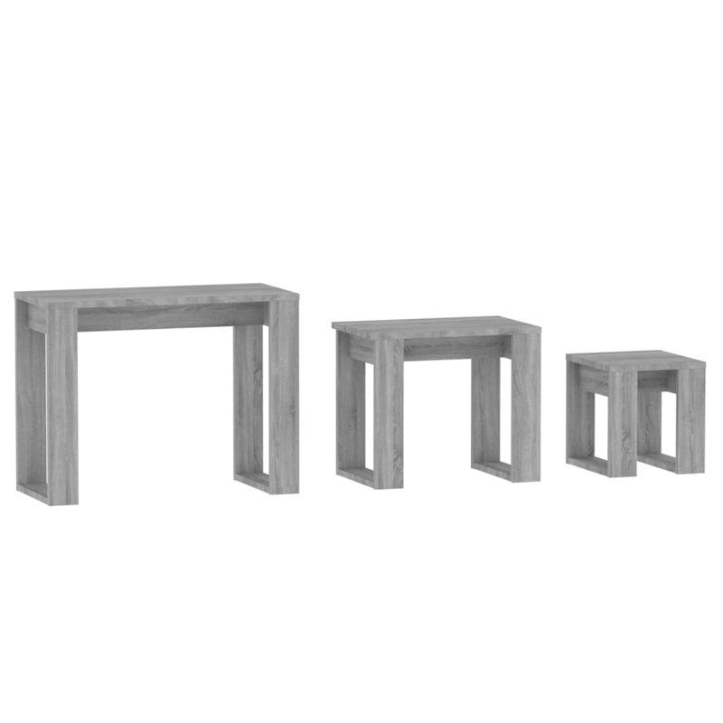 Alexzandrea Nesting Tables 3 Pcs Chipboard, Gray Sonoma, Gray Sonoma