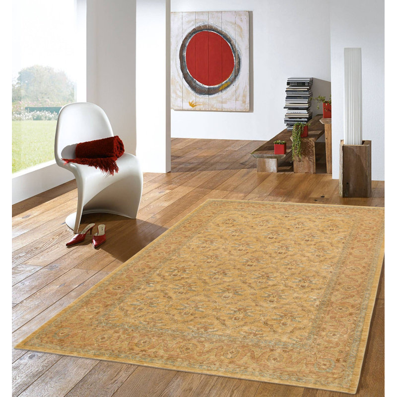 Ferehan Hand Knotted Wool Oriental Area Rug in Gold/Brown