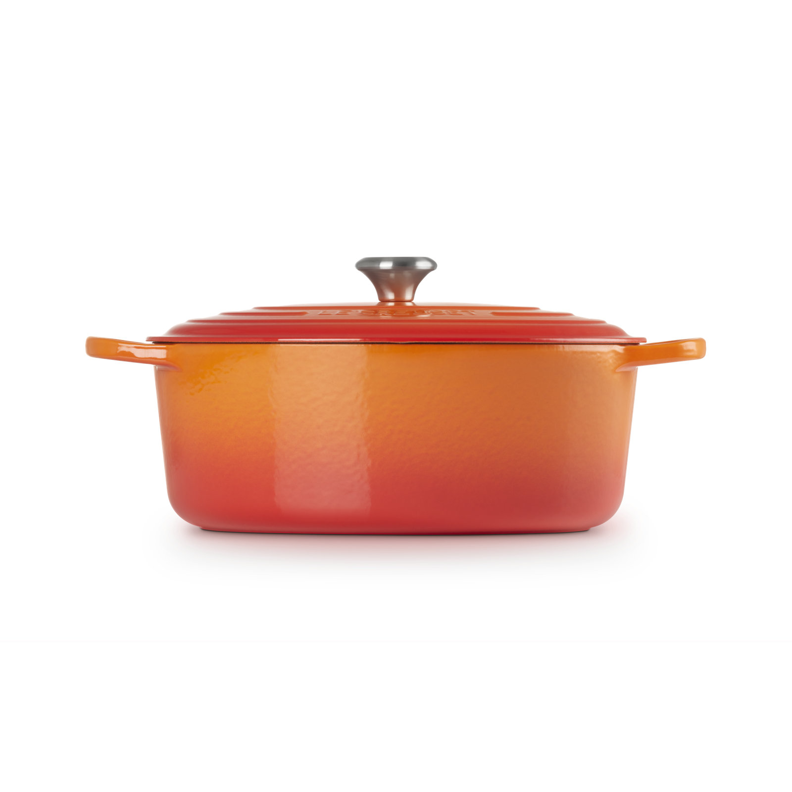 Le Creuset Enameled Cast Iron Oval Dutch Oven with Lid, 8 quarts, Flame/Silver