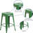 Commercial Grade Metal Counter Height Stool Set Of 4, Backless Indoor/Outdoor Stackable Barstools With Square Seats