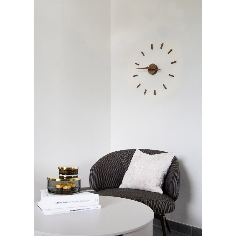 Sunset Solid Wood, Metal Analog Wall Clock, Walnut
